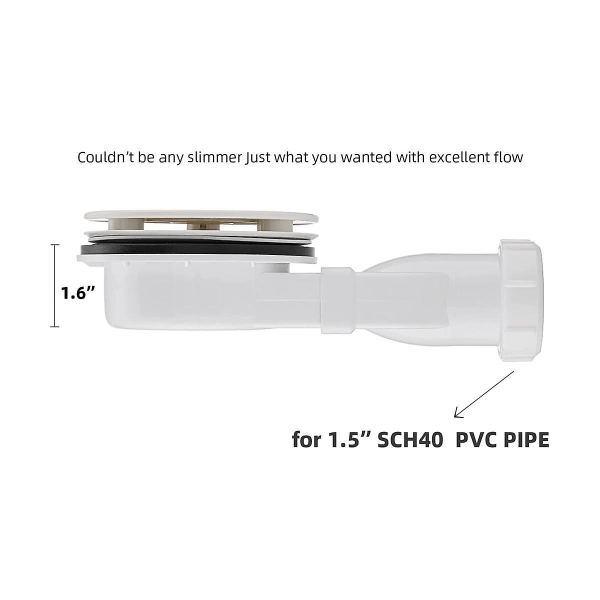 Lav dusjavløp krombelagt Abs dusjbrett sifon slank avløp 90mm 36 L/min vannstrøm, felle Sid