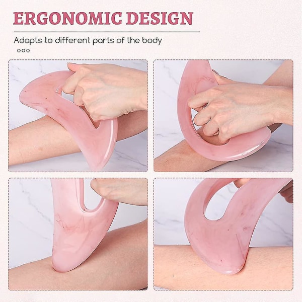 Gua Sha massasjeværktøj med håndtag til ryg, nakke, ansigt og benmassage, lymfedrænage, fjernelse af cellulite (harpiks)
