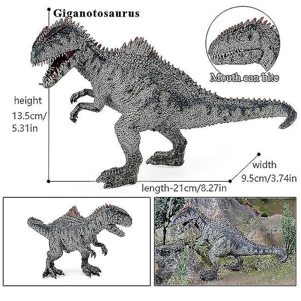 Giganotosaurus med bevægelig kæbe legetøjsdinosaur dyrefigurer børnemodel legetøj
