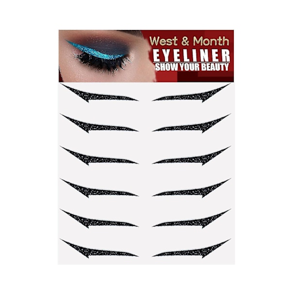 Itsekiinnittyvä eyeliner-tarra, kaksoisluomitarra, lavastemeikki, silmämeikkit pegatinas, musta, teräväkärkinen