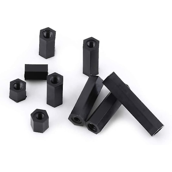 Hunn Hex Threaded Spacer Standoff Svart Nylon Hex Standoff Bolter Muttere Assortert Sett Med Plastboks(m3*12)svart100stk
