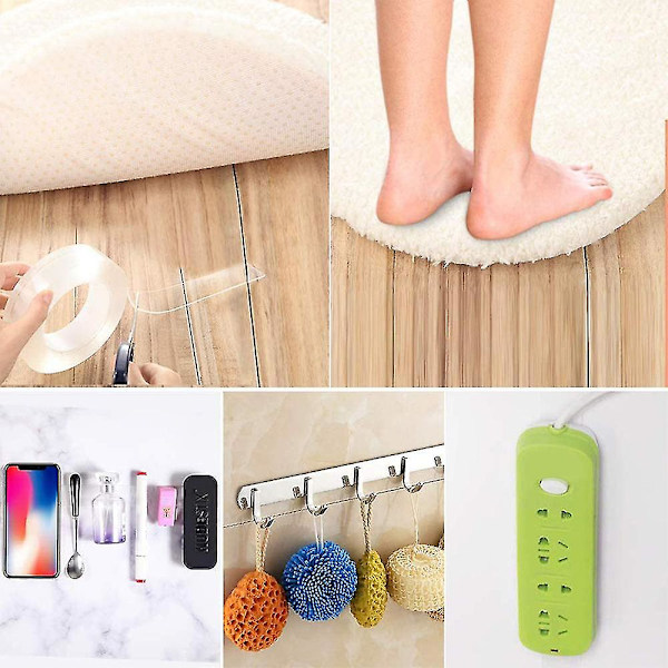Multifunktionell Nano Grip Tape Återanvändbar Avtagbar Tvättbar Dubbelsidig Klibbig Remsa Sömlös Spårlös Tejp Lim Kök Hållare -tjocklek 2mm * Wi