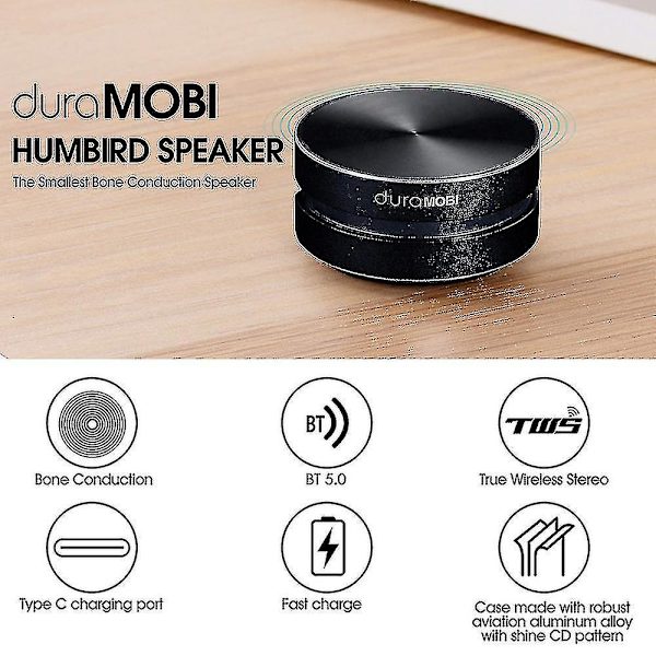 Trådløs Bt-højttaler Bone Conduction-højttalere Mini bærbar høj lyd Stereo Sound Indbygget mikrofon Lydboks Rød-1 pakke-sort