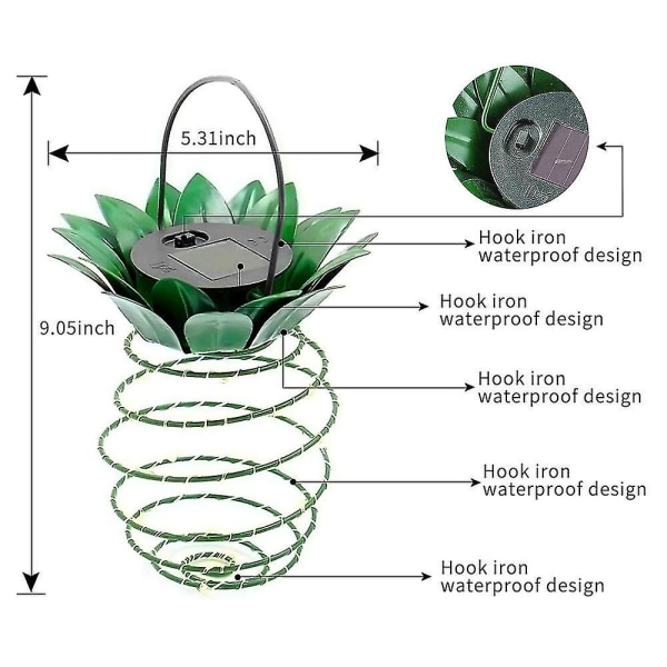 2kpl Uudet puutarhan aurinkolamput Ananas valaisimet riippuvat ulkosisustus vedenpitävä seinävalaisin koristeellinen lamppu
