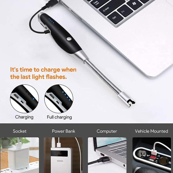 Elektriske lightere, USB oppladbare elektroniske gasslightere, fleksible lysbuetenere