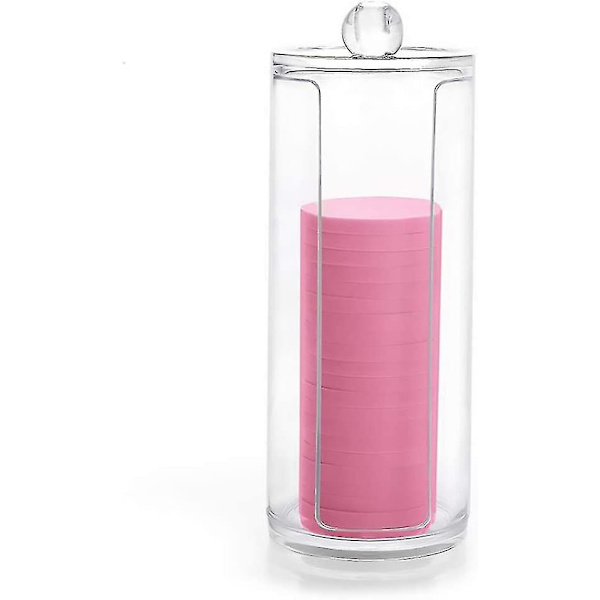 Bomuldsrondelholder Makeup Organizer Box Med Låg Transparent Akrylbeholder Kosmetisk Opbevaringsboks Makeup Etui Til Badeværelse1stk
