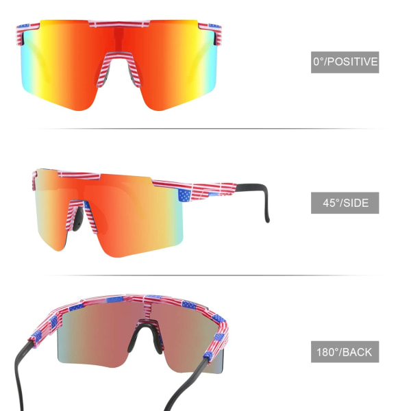 Sportssolbriller, UV400 beskyttelses ridesolbriller med justerbar tempel og nesepute