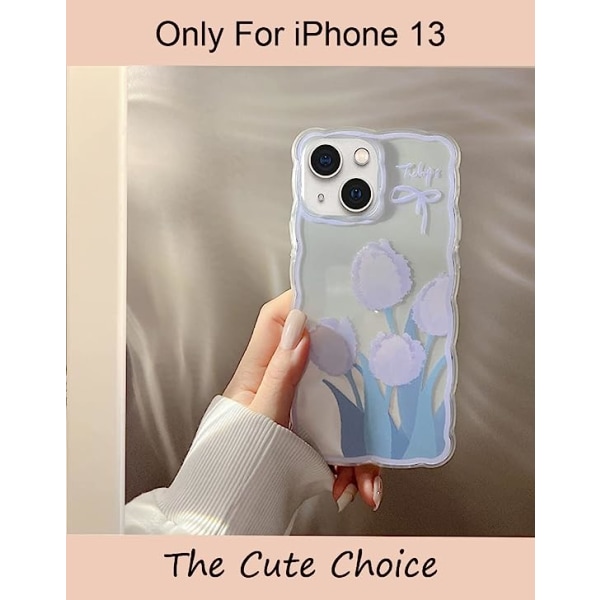 Søt iPhone 13-deksel for kvinner, jenter, nydelig blomstermønster Wave Comfor