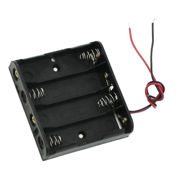 Sort plastickasse 4 x 1,5 V AA-batteriholder ledninger