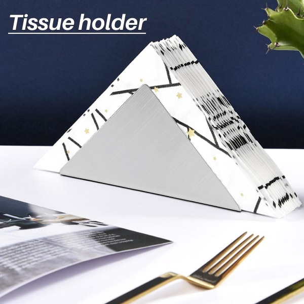 Trekantet Serviet Holder Rustfrit Stål Dekorativ Papir Serviet Dispenser Organizer Til Køkkenbord