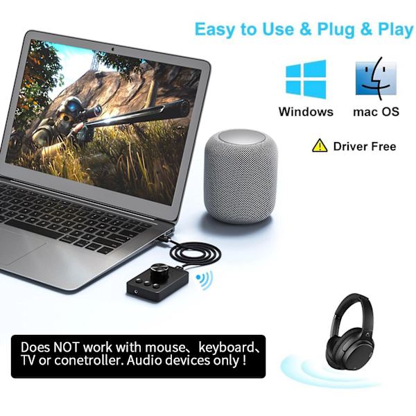 Multimedia-ohjainnuppi USB-äänenvoimakkuuden säätimellä PC-tietokoneen kaiuttimille