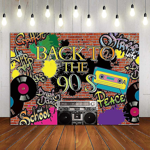 Takaisin 90-luvulle -teemajuhlan taustat Hip Hop Graffiti Retro -seinäkoriste Banner Radio Cd Muotivalokuvaus Tausta 90-luvun väri Graffiti Juhlan koriste