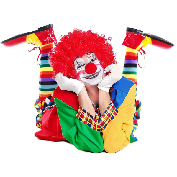 Färgglada regnbågsrandiga strumpor över knäet Clownrandig dräkt Höga strumpor för cosplay-parti