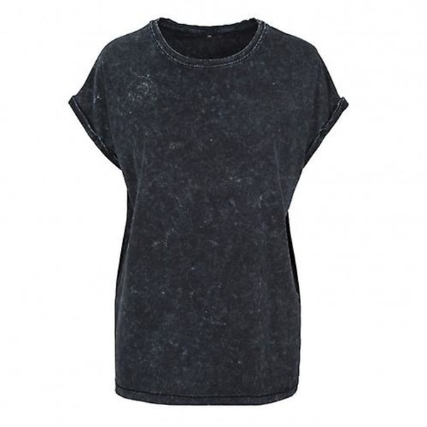Byg dit brand Dame/Dame Acid Wash Extended Shoulder T-Shirt Dark Khaki L