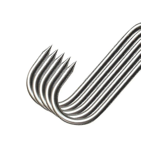 20 stk. rustfrie stålkroge med spids spids til slagterbutik til køkken varmt og koldt rygning praktisk krog