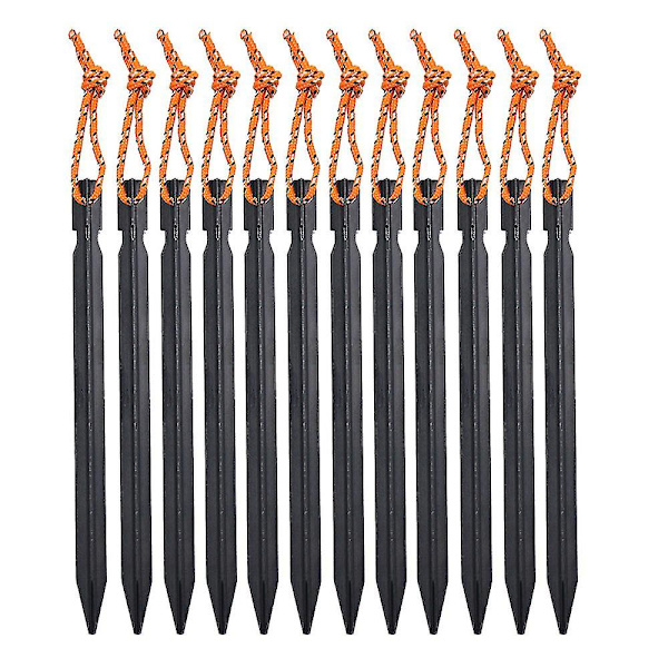12-pack Tältpinnar - Utomhus Tält Sky Curtain Markspik Aluminiumlegering Camping Camping Treekant Bold Tält Spik Med Rep 18cm