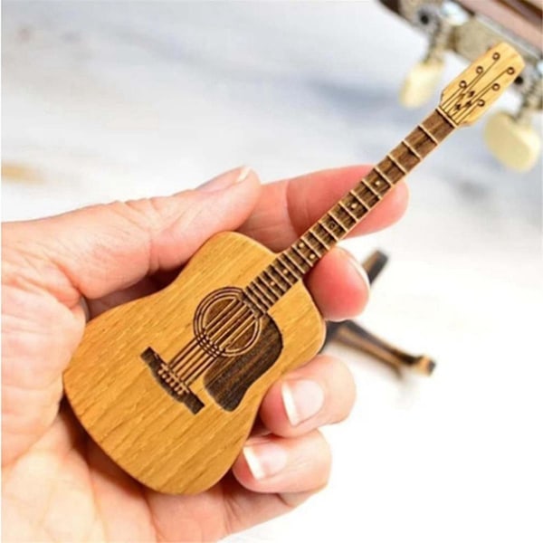 Treplekterboks i tre, akustisk gitarplekterboks, håndlaget gul treplekterholder, oppbevaringsboks