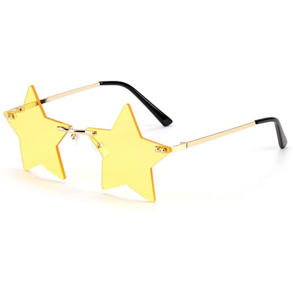 Stjernesolbriller uden indfatning Damemodesolbriller Herrefestbriller Pentagram-briller (gyldne) Transparent porn