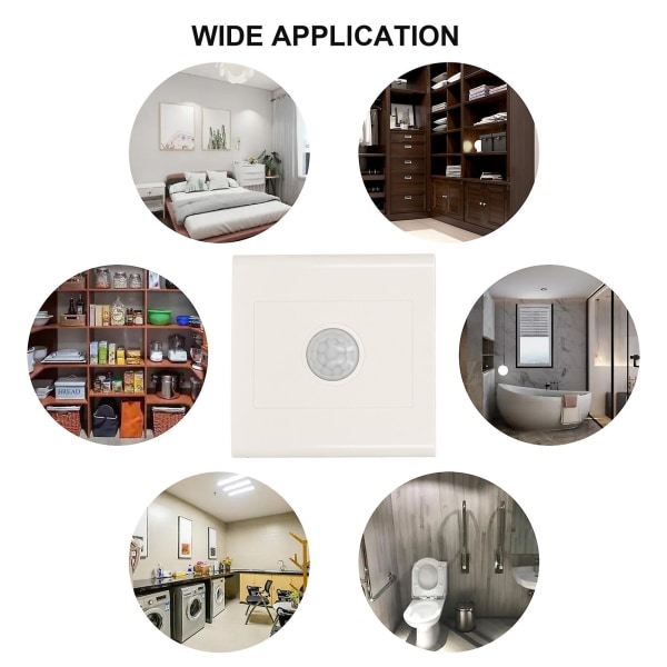 PIR-sensor lysafbryder Live Line In/Out Bevægelsesaktiveret LED-lysafbryder Automatisk styring Lampe Vægkontakter Smart Body Induktionsdetektor (AC 220V, Wh