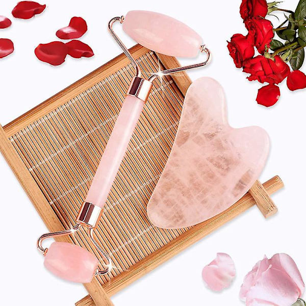 Gua Sha og Ansigtsrulle Skønhedsmassager, Jade Rulle Rosenkvarts