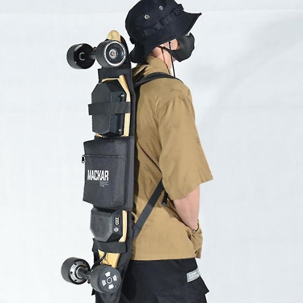 Simpel elektrisk skateboardtaske Longboard flad plade dobbelt skulderbærerygsæk 37 tommer justerbar
