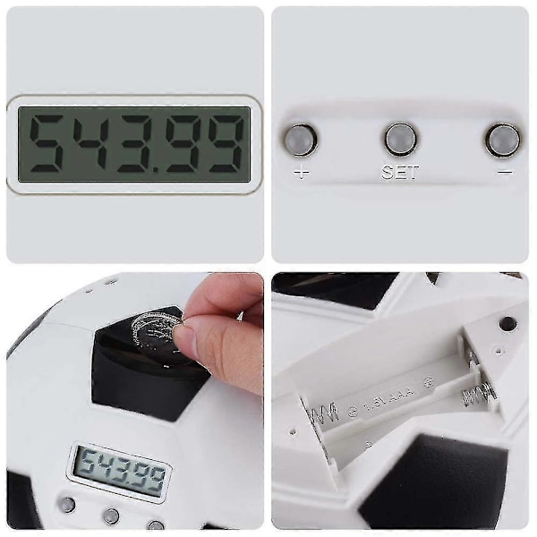 Fotballformet Spargris med Automatisk LCD-Skjerm, Perfekt Pengetelling Fotball Spargris for Barn, Voksne som Gave - YuJia
