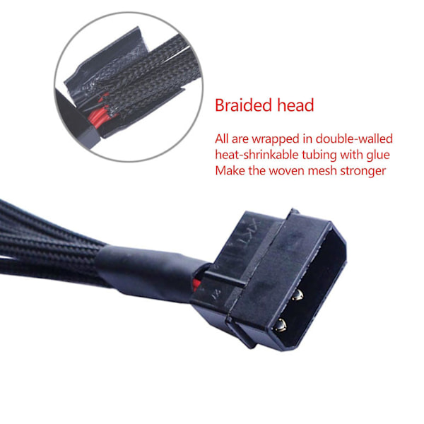 Strømkabel stik køler køleventilator adapter kabel splitter til pc computer kabinet