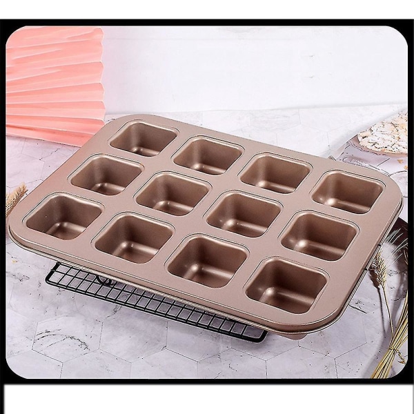 12 Kopper Firkantet Mini Brød Burger Muffin Kageform Til Husholdning Non-stick Bageform Ovn Bakker