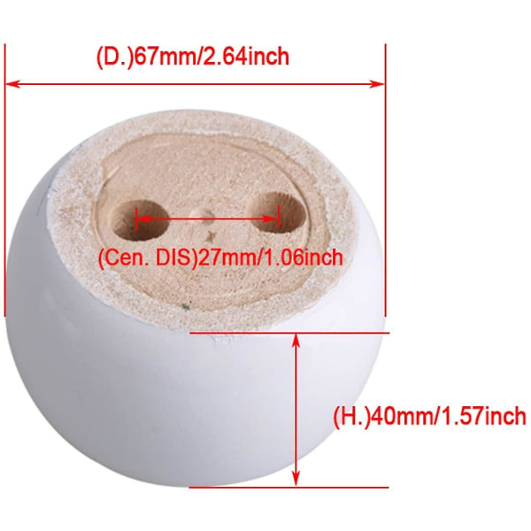 4 cm høje hvide runde møbelben i træ, 6,7 cm i diameter, bæreevne 100 kg