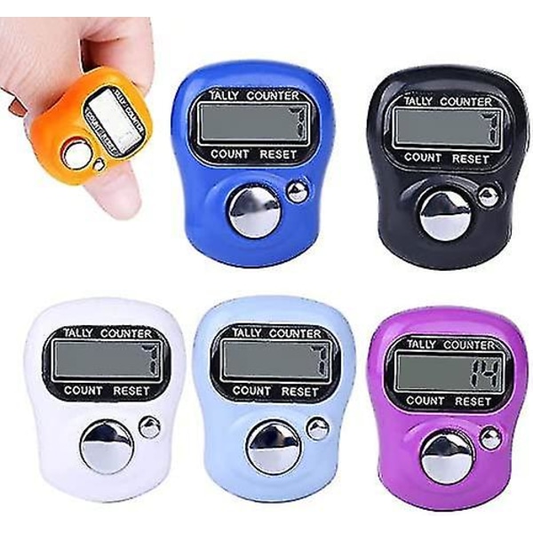 Mini Digital Finger Counter Clicker Tæller Elektronisk Hånd Tally Tæller Ring 5 Stk Tilfældig Farve Nyttig Og Mode