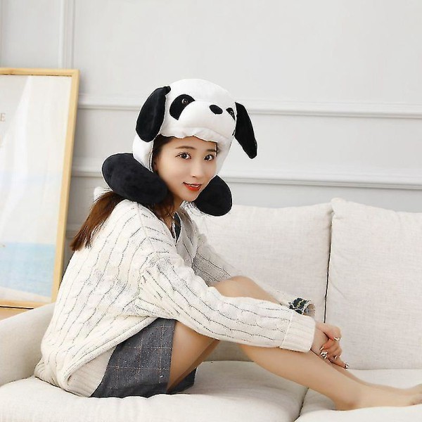 Søt Panda 2-i-1 hetteformet U-formet nakkeputehette - Reise sovende panda for barn