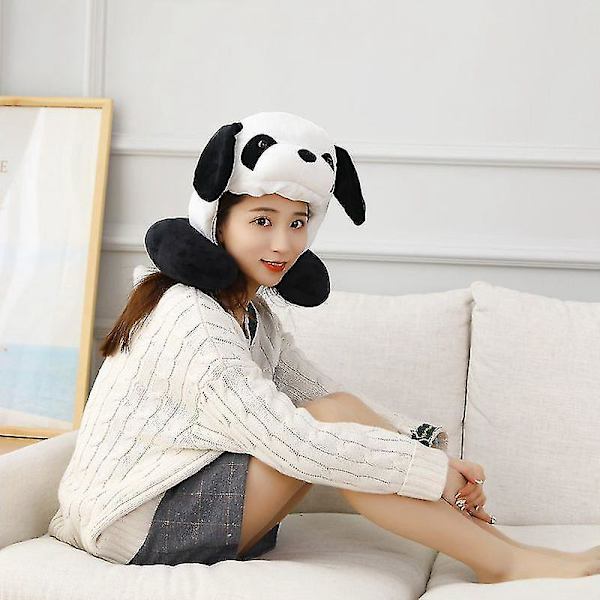 Söt Panda 2-i-1 Huva U-formad Nackkudde Mössa - Resa Sovande Panda för Barn