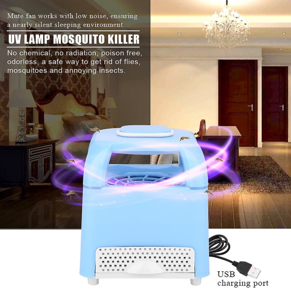 Säker Elektronisk USB UV-lampa Ljus Inomhus Myggdödare Buzz Fly Insekt Bug Killer (blå)