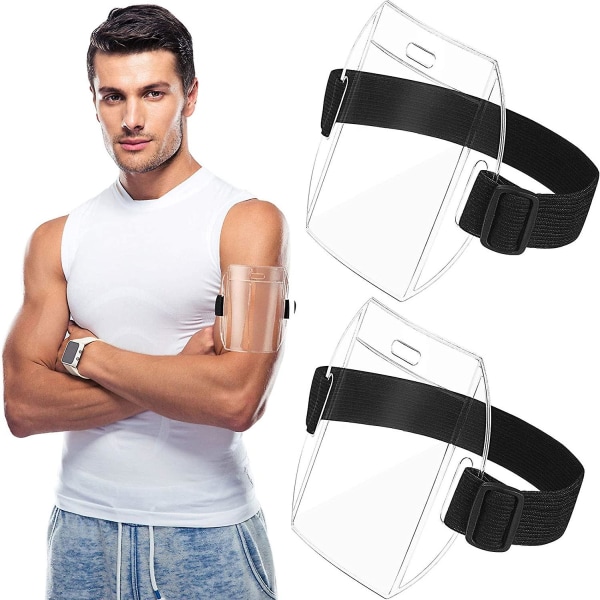 10pcs Arm Badge Holder Armband Id Card Holder With Black Adjustable Strap For Work Pass