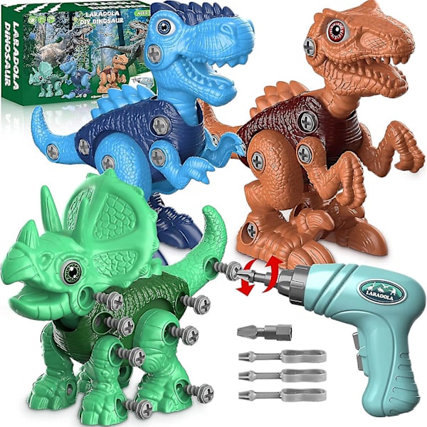 Dinosaurie Leksaker För 3 4 5 6 7 8 Åriga Pojkar, Ta Isär Dinosaurie Leksaker För Barn 3-5 5-7 STEM Konstruktion Bygg Leksaker Med Elektrisk Borr, Fest