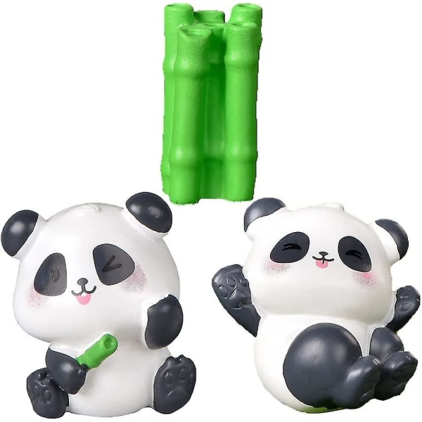 Panda Figurines Micro Landscape Decoration Animals Miniature Figurines Mini Resin Garden Ornaments (black+white+green)(3pcs)