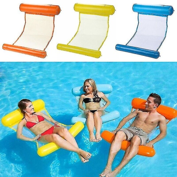 Oppblåsbar flytende vannhengekøye Pool Lounge Seng Svømmestol Vannsovesofa Yellow