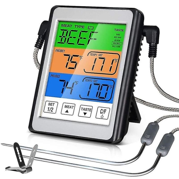 Digitalt kødtermometer, Dual Probe køkkentermometer til