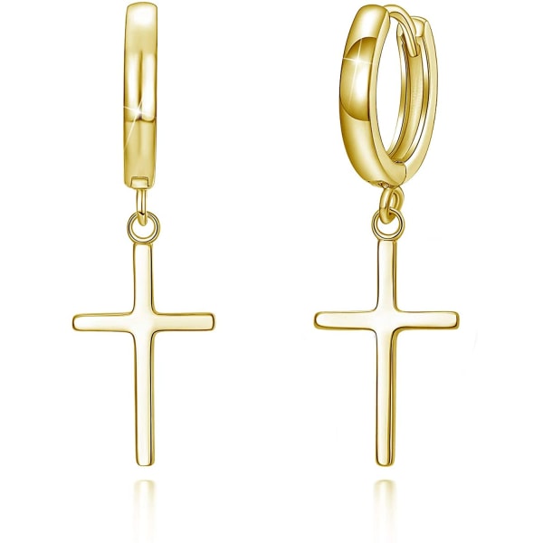 Korsörhängen Korthalsband 925 Sterling Silver Julklappar till kvinnor flickor pojkar män (guld) golden color