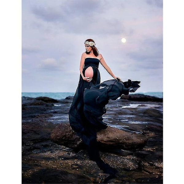 Kvinners gravide blonder Maxi-kjole for fotografering V (materialer av høy kvalitet) xl