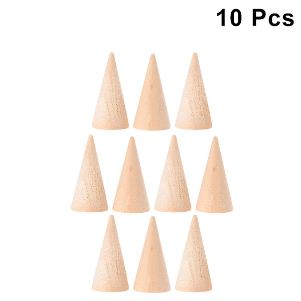 10 st 2,5x5 cm DIY-kon, omålad träkonform, prydnadsföremål, hantverkstillbehör