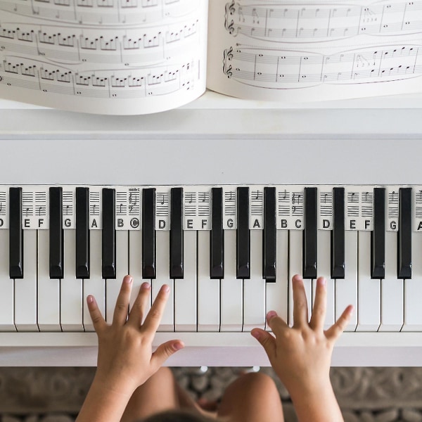 Piano Keyboard Overlay Piano Notes Guide 88 tangenter Avtakbare for nybegynnere