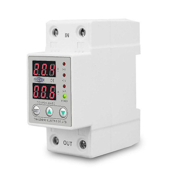 Din-skena 60a 230v Justerbar Överspänning och Underspänning Skyddsenhet Skyddsrelä Tomzn Tovpd1-63