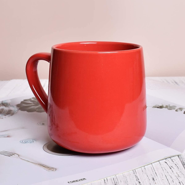Blank keramisk kaffekrus, tekop til kontor og hjem, 18 Oz, velegnet til opvaskemaskine og mikroovn (rød, 1)