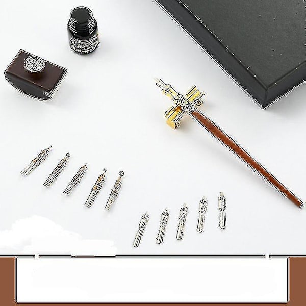 Kalligrafi Pen Set - Fountain Dip Pen Og Blæk Pen Med 10 Nibs Dobbelt Pol