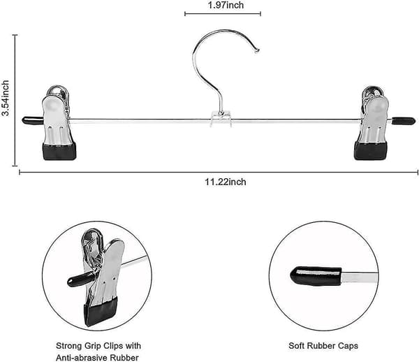 Byxhängare i Solid Krom, Kjolarhängare med Halksäkra Klämmor 11\" (28cm) (förpackning