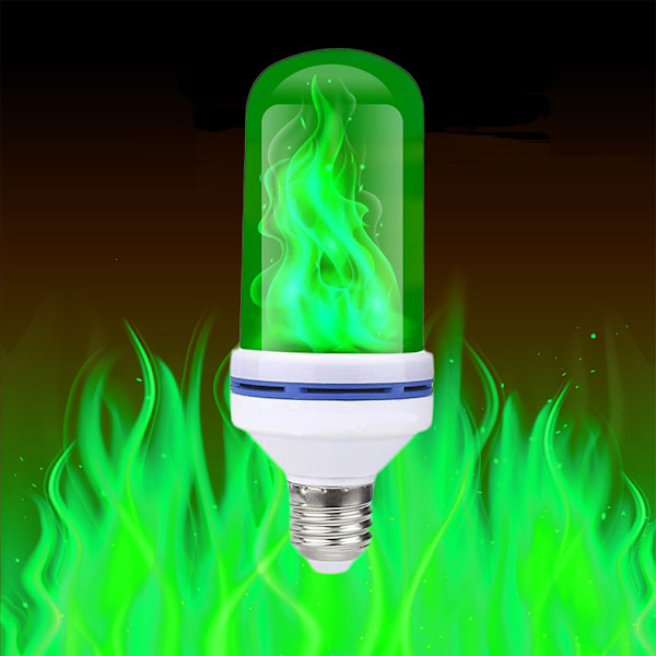 Flaming LED-lampepære 2-pak green E27