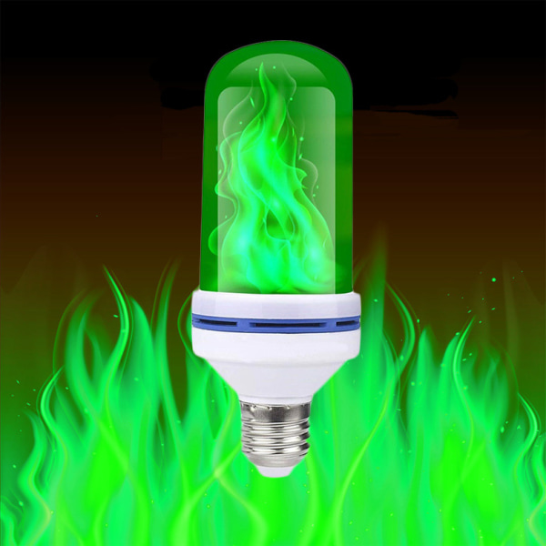 Flammande LED-lampa glödlampa 2-pack green E27