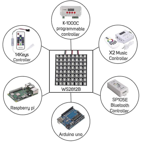 Ws2812b Led-nauha 8x8 Digitaalinen paneeli Sp110e Bluetooth-ohjaus