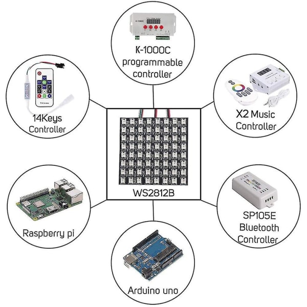 Ws2812b LED-strimmel 8x8 digitalt panel Sp110e Bluetooth-styring